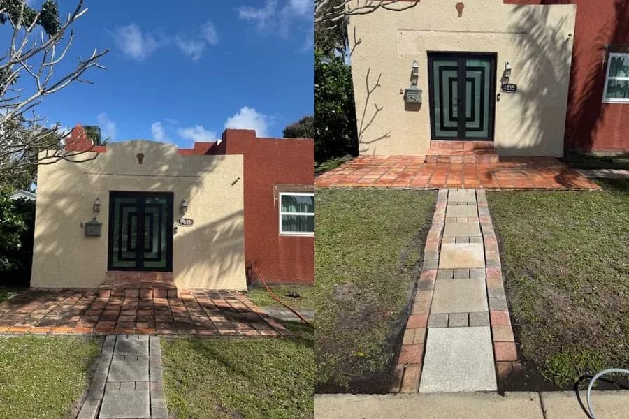 Before and after House Washing by TitanFlow Exteriors